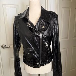 Vigoss Shiny Black Leather Jacket